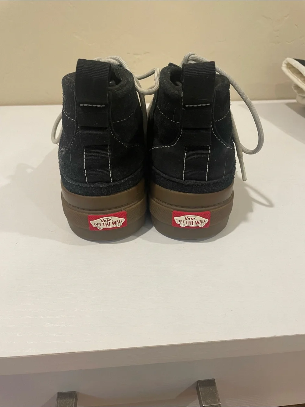 Vans Black Suede High-Top Boots with Cream Laces